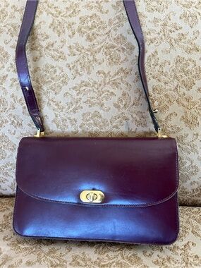 Lederer Vintage Made in France Burgundy / Oxblood Patent Leather Bag